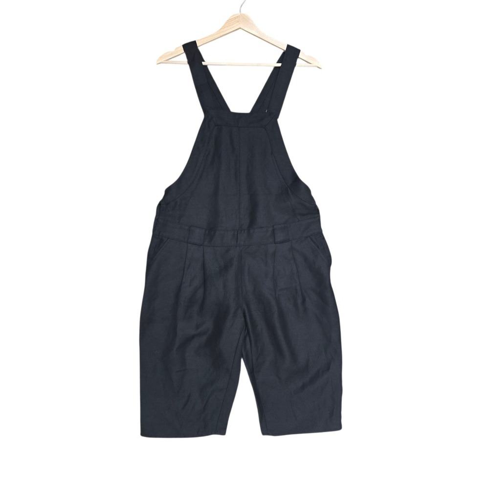 Proenza Schouler Black Ramie Blend Pleated Overall Shorts Made in Italy Size 4